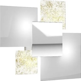 Nowoczesna lampa sufitowa 1088/45-FO Białe szkło i złoty liść 4xG9