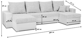 Narożnik z funkcją spania HUBERT-U Brąz/Brąz