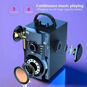 Głośnik bluetooth przenośny aux fm lcd subwoofer