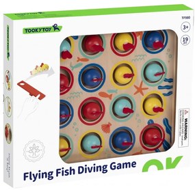 Tooky toy gra dla dzieci drewniany stół latające rybki 19 el.