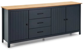 Ciemnoniebieska niska komoda z litego drewna sosnowego 190x80 cm Miranda – Marckeric