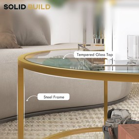 HOMCOM Stolik pomocniczy, nowoczesne wzornictwo, 2 poziomy, Ø60x43H cm, odcień złota