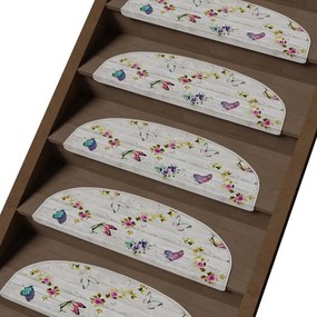 Kremowe dywaniki na schody zestaw 16 szt. 20x65 cm Butterfly Life – Vitaus