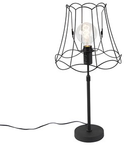 Lampa stołowa czarna z kloszem Granny 30 cm regulowana - PartePrzemysłowy Oswietlenie wewnetrzne