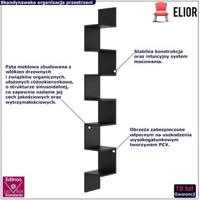 Czarna Narożna Półka Ścienna Ahmo 3X