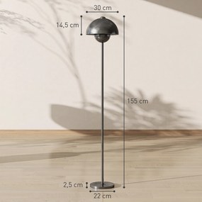 HOMCOM Lampa stojąca, okrągły klosz, włącznik nożny, długi kabel, elegancki wygląd, metal, szary | Aosom PL