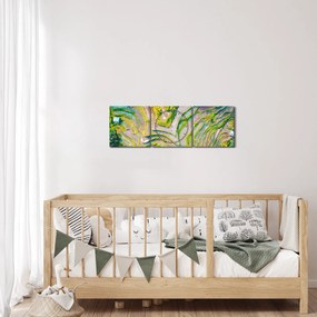 Obraz pól ryżowych z lotu ptaka (z zegarem) (90x30 cm)