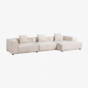 Modułowa Sofa Z Szezlongiem Prawym, 3-częściowa (↔︎375 Cm) Z Wysokim Podłokietnikiem Bruna Sztruksu Beżowy Len - Sklum