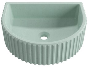 Umywalka betonowa podwieszana / nablatowa półokrągła bez otworu na baterię 45 x 36 cm MUSLIN | różne kolory : Kolor - Miętowy, Typ montażu - nablatowa