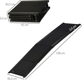 PawHut Składana rampa dla psów do samochodu Lekka i wytrzymała aluminiowa rampka 158x435cm | Aosom PL