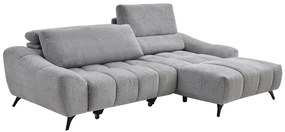 Kanapa narożna prawostronna z wysuwanym siedziskiem w szarym materiale ELOSIA