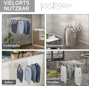 Suszarka ścienna HOMCOM wieszak ścienny wysuwana suszarka do ubrań metalowa
