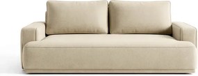 Sofa z Funkcją Spania CAMELIA Beżowa Boucle Japandi