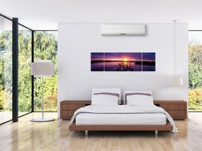 Obraz łodzi rybackich w porcie (170x50 cm)