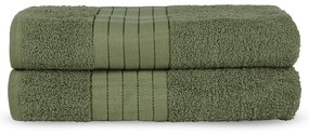 Ciemnozielone bawełniane ręczniki kąpielowe zestaw 2 szt. frotte 70x140 cm – Good Morning