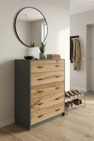 Pięciopoziomowa Szafka Na Buty Antracyt + Dąb Wotan G2-M79