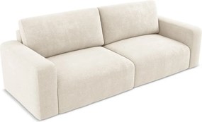 Kremowa rozkładana/ze schowkiem sofa z tkaniny szenilowej 252 cm Kona – Makamii
