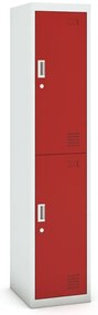 Szafka skrytkowa, 2 schowki, 1800 x 380 x 450 mm, demontaż, zamek cylindryczny, drzwi czerwone