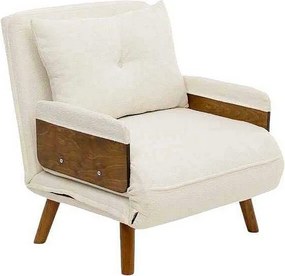 Fotel-łóżko 1-osobowy – 77 cm x 70 cm x 82 cm – Biały – Metal i poliester