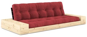 Czerwona sztruksowa rozkładana sofa 244 cm Base – Karup Design