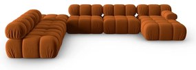 Pomarańczowa aksamitna sofa 379 cm Bellis – Micadoni Home