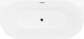Mexen Oval Slim wanna wolnostojąca przyścienna 170 x 80 cm, biała, przelew złoty - 52661708000-50