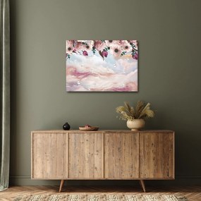 Obraz różowych kwiatów z różowym marmurem (70x50 cm)