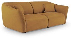 Musztardowa sofa z materiału bouclé 206 cm Tokyo – Cosmopolitan Design