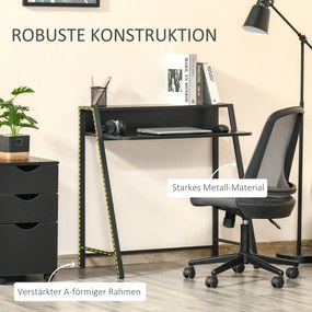 HOMCOM Stolik pod komputer Stół biurowy z szufladą na kable Czarny metal i MDF Stylowy i funkcjonalny 84x45x85 cm | Aosom PL