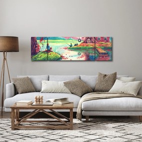Obraz - Akwarela, Bay in a mountain village (170x50 cm)
