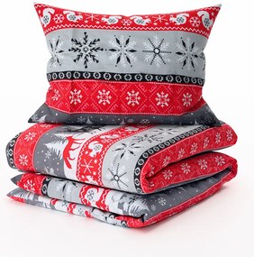 PrzytulneMieszkanie.pl PrzytulneMieszkanie.pl Flanelowa pościel SNOWY FOREST szara Rozmiar pościeli: 2 szt 70 x 90 cm | 200 x 220 cm