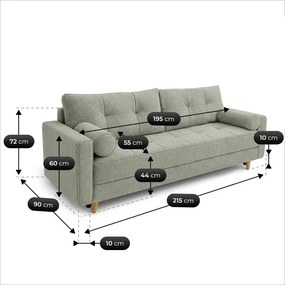 Sofa z Funkcją Spania LONAR Szara Boucle Nowoczesna