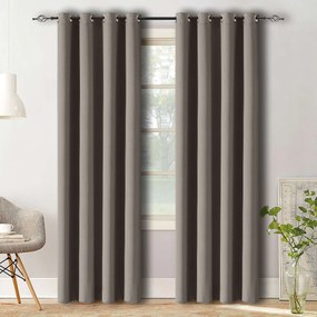 Szaro-brązowa zasłona OXFORD 140x250 cm Zawieszanie: Taśma z wiązaniami
