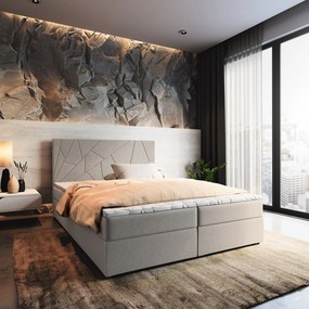 Masseno Łóżko kontynentalne MADO z pojemnikiem na pościel 180x200 cm - Beżowy, INARI 22
