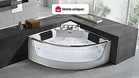 Wanna narożna z hydromasażem EVELINA – 2-osobowa – 330 l – 138 × 138 × 63 (dł. × szer. × wys.)