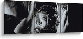 Obraz - Spojrzenie w lustro (z zegarem) (90x30 cm)