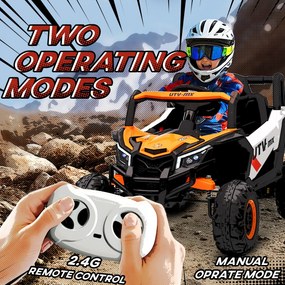 AIYAPLAY Elektryczne auto 12V dla dzieci, z funkcją zdalnego sterowania, pasem bezpieczeństwa, klaksonem, reflektorami LED, portem USB, dla dzieci w wieku 3-5 lat, Pomarańczowe