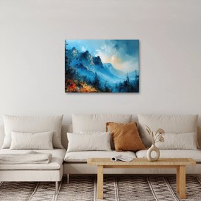 Obraz - Malowanie gór (70x50 cm)