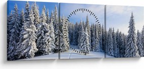 Obraz - Zima w lasach (z zegarem) (90x30 cm)