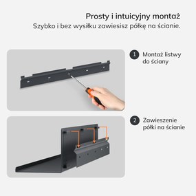 Półka wisząca JOANNE 700 mm, antracytowa