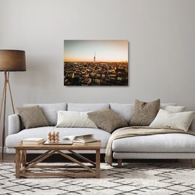 Obraz na szkle zachodu słońca nad Žižkov (70x50 cm)