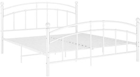 Białe metalowe łóżko z zagłówkiem 140x200 cm E0-S72