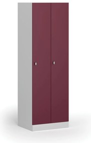 Metalowa szafka ubraniowa S1, 2-drzwiowa, 1850 x 600 x 500 mm, zamek obrotowy, drzwi czerwone
