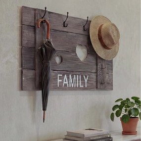 Wieszak ścienny MCW-C89 Family Shabby-Look,  brązowy, shabby