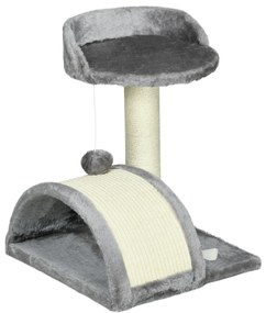 Drapak PawHut z jaskinią i zabawkami dla kotów, szary