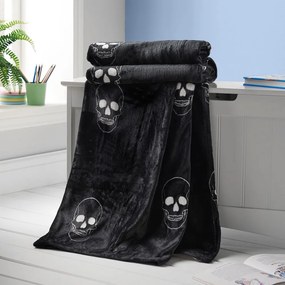 Ciemnoszary koc dziecięcy z mikropluszu 130x170 cm Skulls – Catherine Lansfield