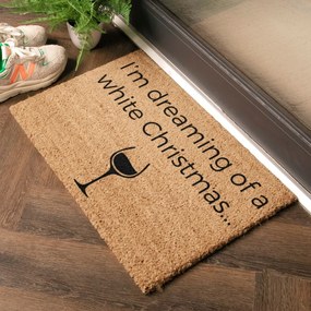 Wycieraczka ze świątecznym motywem z włókna kokosowego 40x60 cm White Wine Christmas – Artsy Doormats