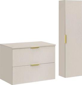 Zestaw mebli do łazienki Adel 050 kaszmir - szafka 80 cm z blatem i regał