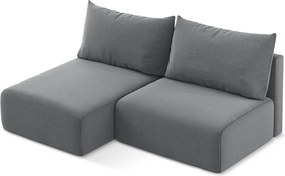 Szary aksamitny rozkładany/ze schowkiem narożnik (lewostronny/z szezlongiem) Kalena – Makamii