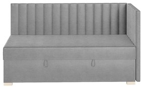 Szare narożne łóżko dziecięce ze schowkiem i materacem 90x200 cm Snugi – Ghado